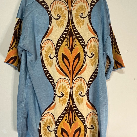 Zara knit print small V-neck 3/4 sleeve casual dress (D) - Picture 4 of 4